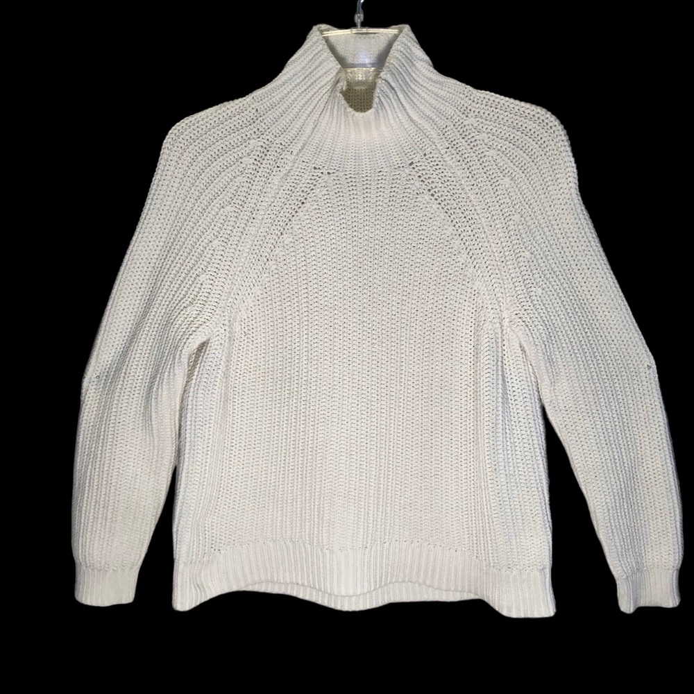 GAP Ribbed Shaker Knit cotton turtleneck funnel neck sweater ivory size XS